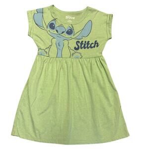 Disney Stitch Green Short Sleeve Summer Dress Size Medium 7/8 EUC